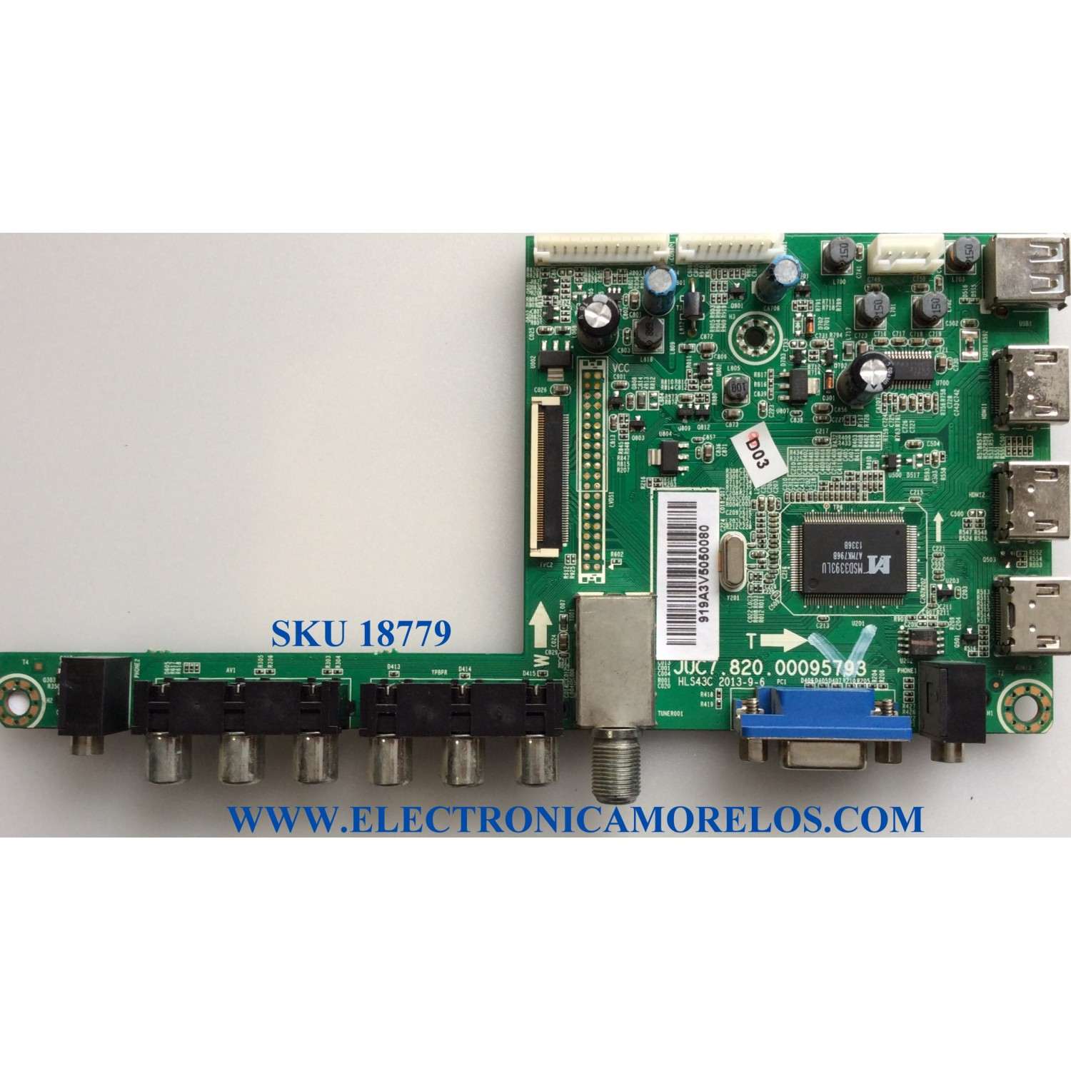 MAIN / CHANGHONG 919A3V / JUC7.820.00095793 / HLS43C / E214887 / PANEL C500F13-E2-L / MODELO LED50YC2000UA / PARTES SUSTITUTAS 919D3V / 919C3V